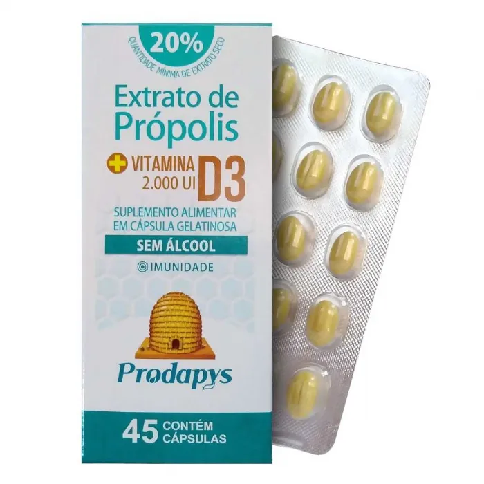 EXTRATO PROPOLIS COM VITAMINA D3 2.000 UI 45 CAPS