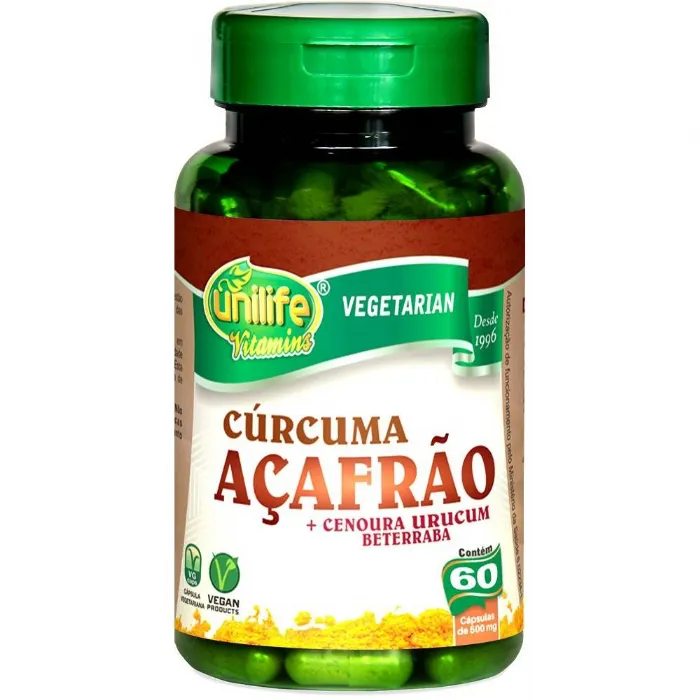 CURCUMA ACAFRAO + CENOURA URUCUM BETERRABA 60 CAPS - UNILIFE